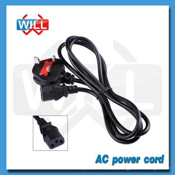 BS 13A 250V fuse UK power supply cord with plug